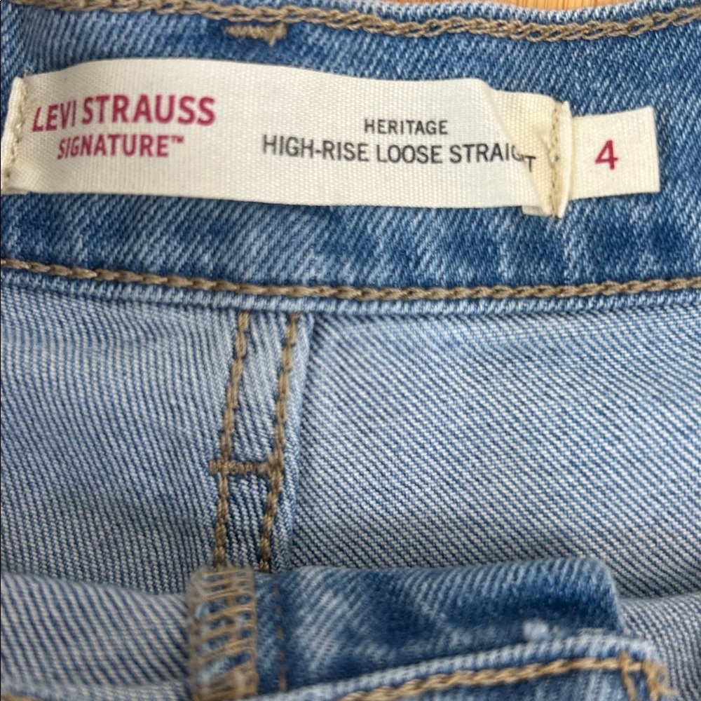 Levi Strauss Signature Heritage High Rise Loose Straight Denim Jeans size 4 - Picture 5 of 9